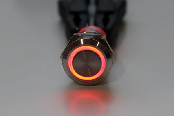 Drucktaster IP67 mit Ringbeleuchtung rot 12V